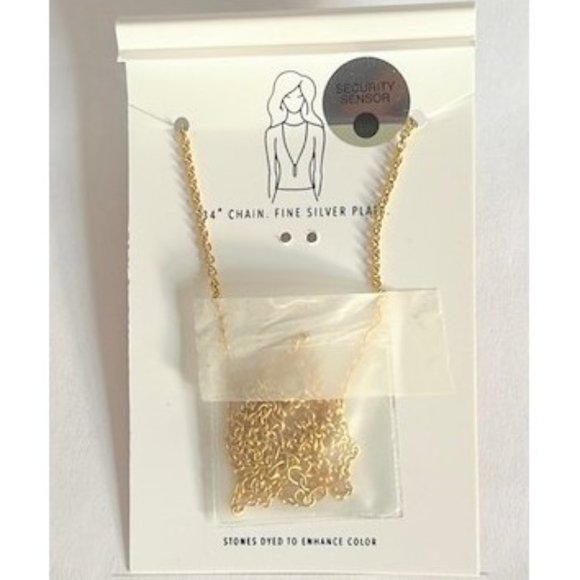 BLUE SODALITE HEXAGONAL PENDULUM PENDANT 32” YELLOW GOLD CHAIN NECKLACE OS - Picture 3 of 4